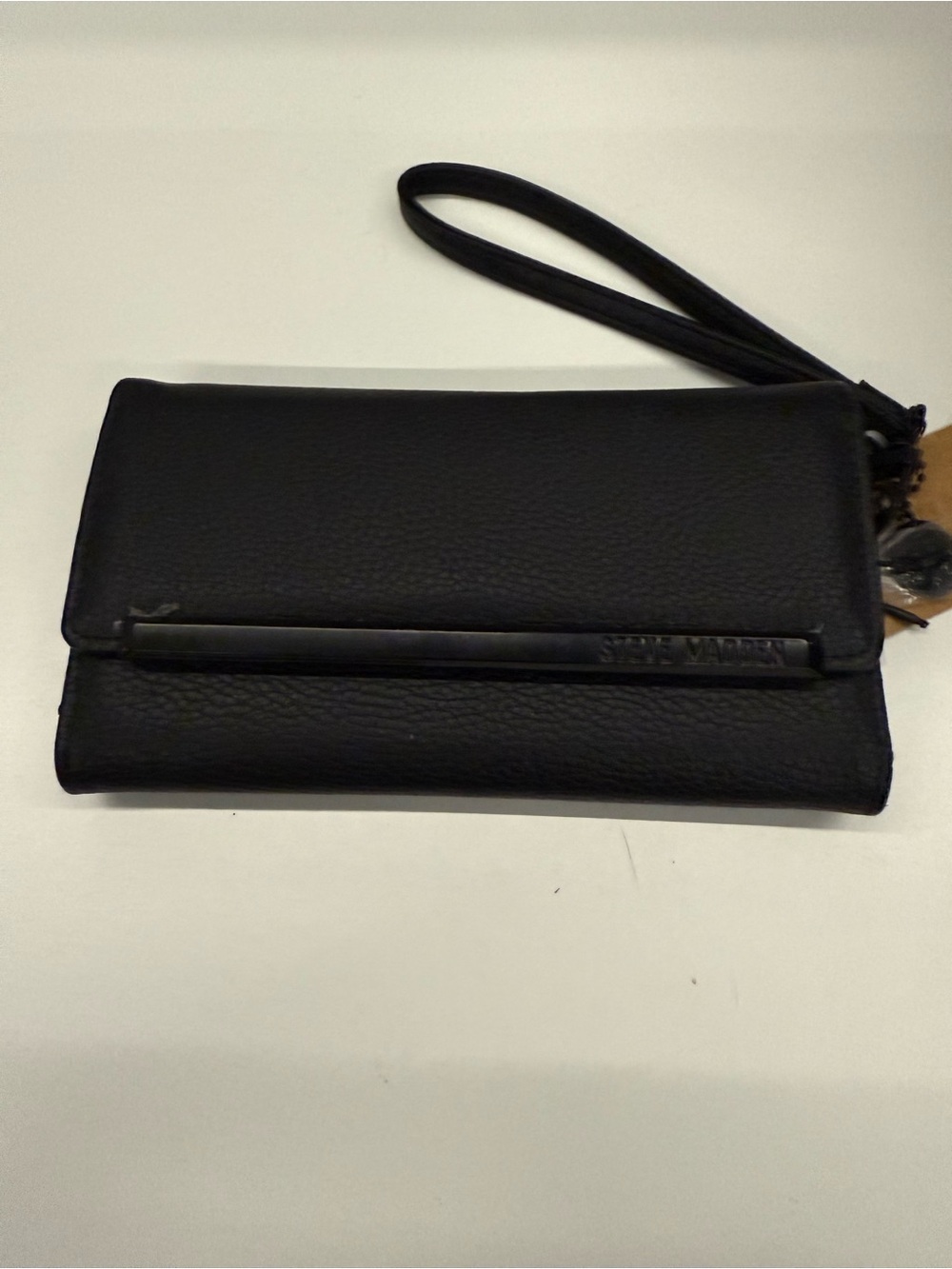 Steve Madden Black Pebbled Leather Wristlet Clutch